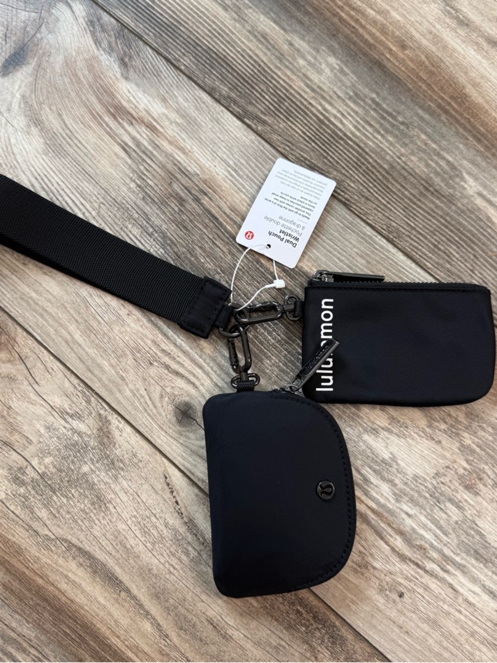 lululemon athletica Black Double Pouch Keyset with Strap